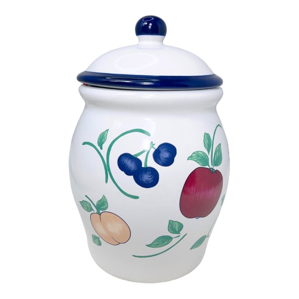 Orchard Medley by Princess House Vintage Ceramic Storage Medium Canister 8.5”